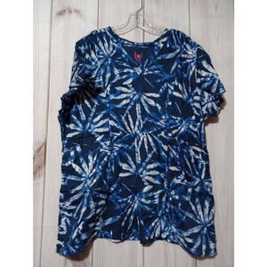 Urbane Scrub Top Ladies XXL Blue Tropical VNeck‎